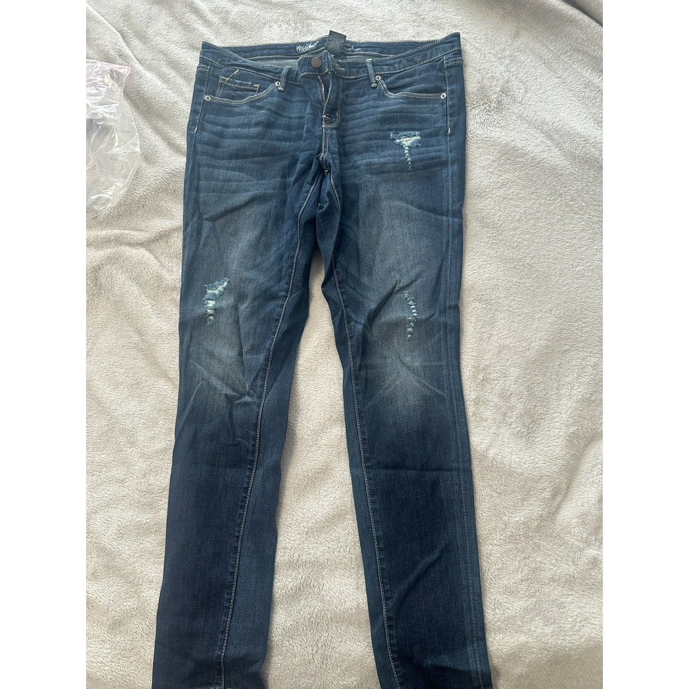 Mossimo Straight leg Jeans Women's Blue Stretch Denim Low Rise Skinny Size 12